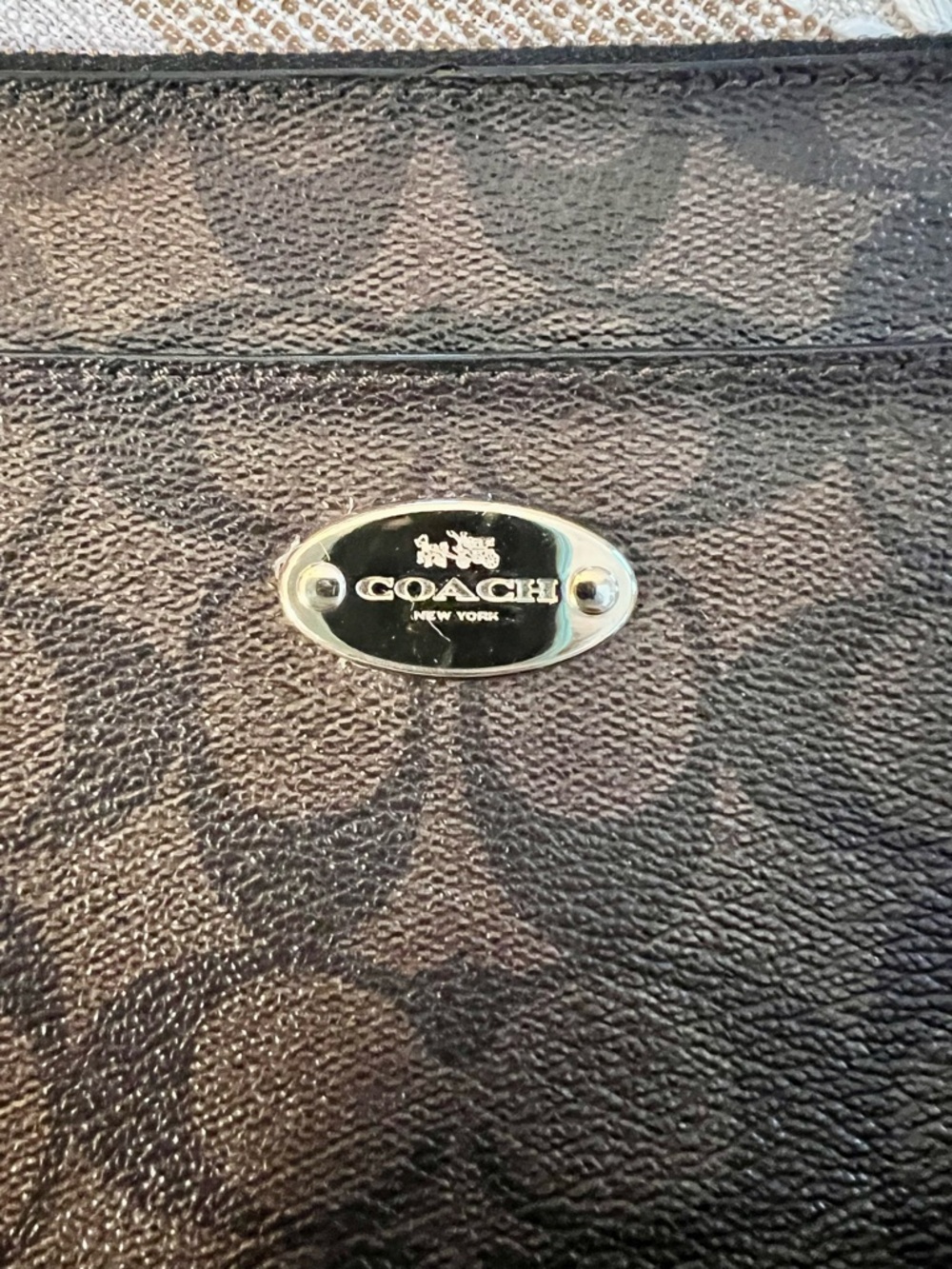 🤎Coach Brown/Black Signature Wristlet + Matching Leather Zip Pouch - Picture 4 of 11